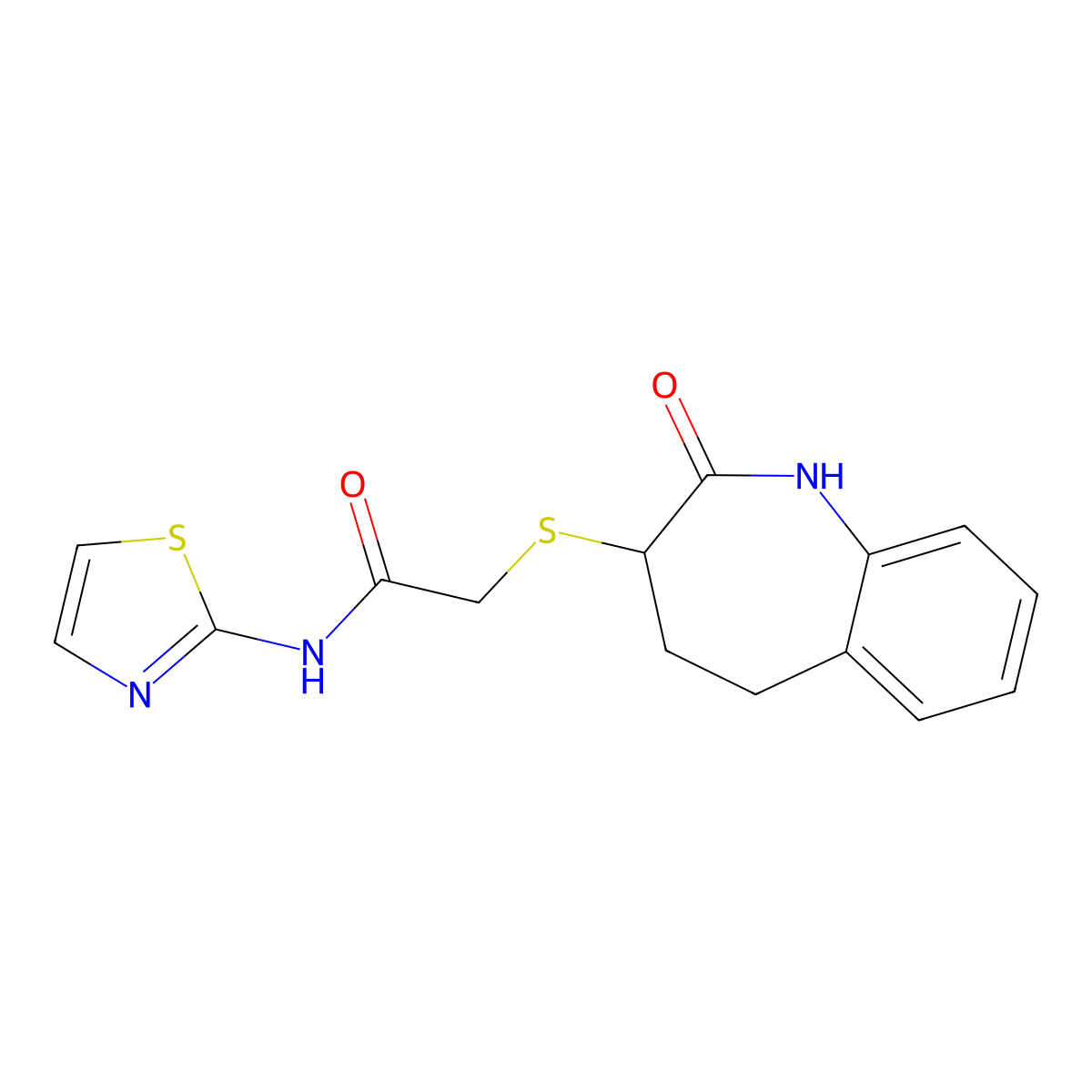 2-[(2-hydroxy-4,5-dihydro-3H-1-benzazepin-3-yl)sulfanyl]-N-(1,3-thiazol-2-yl)acetamide molecular structure, CAS 1010899-52-1