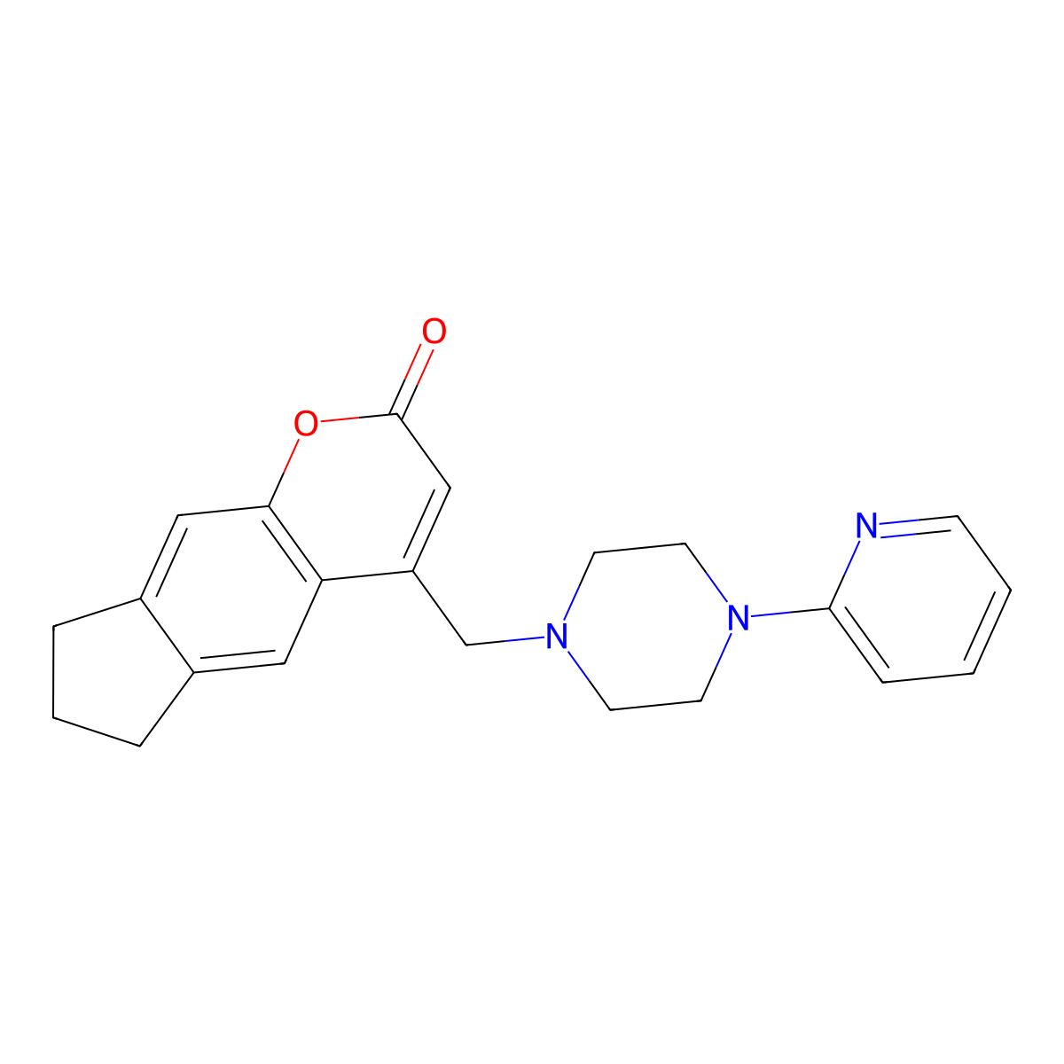 4-((4-(pyridin-2-yl)piperazin-1-yl)methyl)-7,8-dihydrocyclopenta[g]chromen-2(6H)-one molecular structure, CAS 1010899-59-8