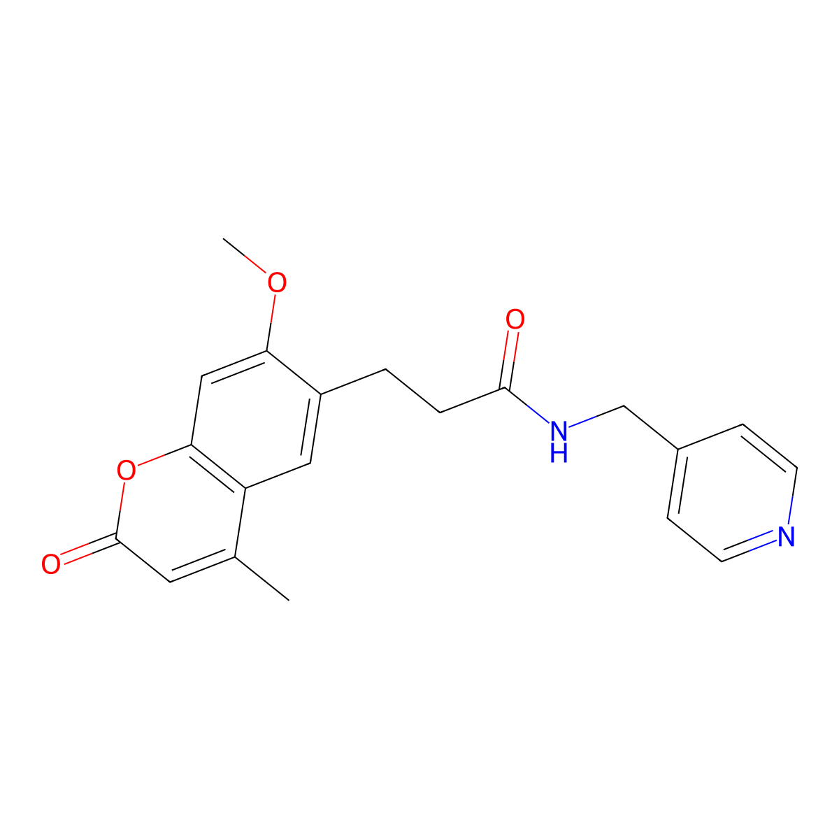 3-(7-methoxy-4-methyl-2-oxo-2H-chromen-6-yl)-N-(pyridin-4-ylmethyl)propanamide molecular structure, CAS 1010899-67-8
