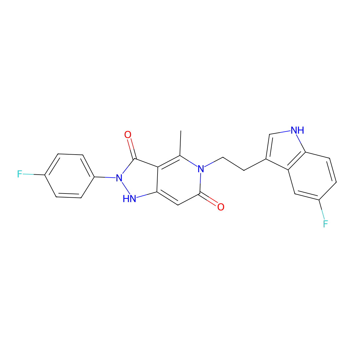 5-[2-(5-fluoro-1H-indol-3-yl)ethyl]-2-(4-fluorophenyl)-4-methyl-1H-pyrazolo[4,3-c]pyridine-3,6(2H,5H)-dione molecular structure, CAS 1010899-68-9