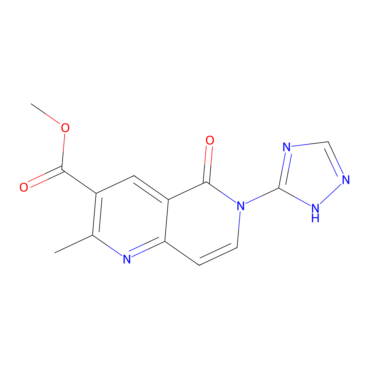 methyl 2-methyl-5-oxo-6-(4H-1,2,4-triazol-3-yl)-5,6-dihydro-1,6-naphthyridine-3-carboxylate molecular structure, CAS 1010899-69-0