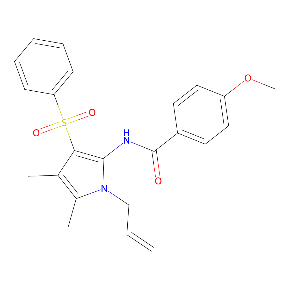 N-[4,5-dimethyl-3-(phenylsulfonyl)-1-(prop-2-en-1-yl)-1H-pyrrol-2-yl]-4-methoxybenzamide molecular structure, CAS 1010899-73-6