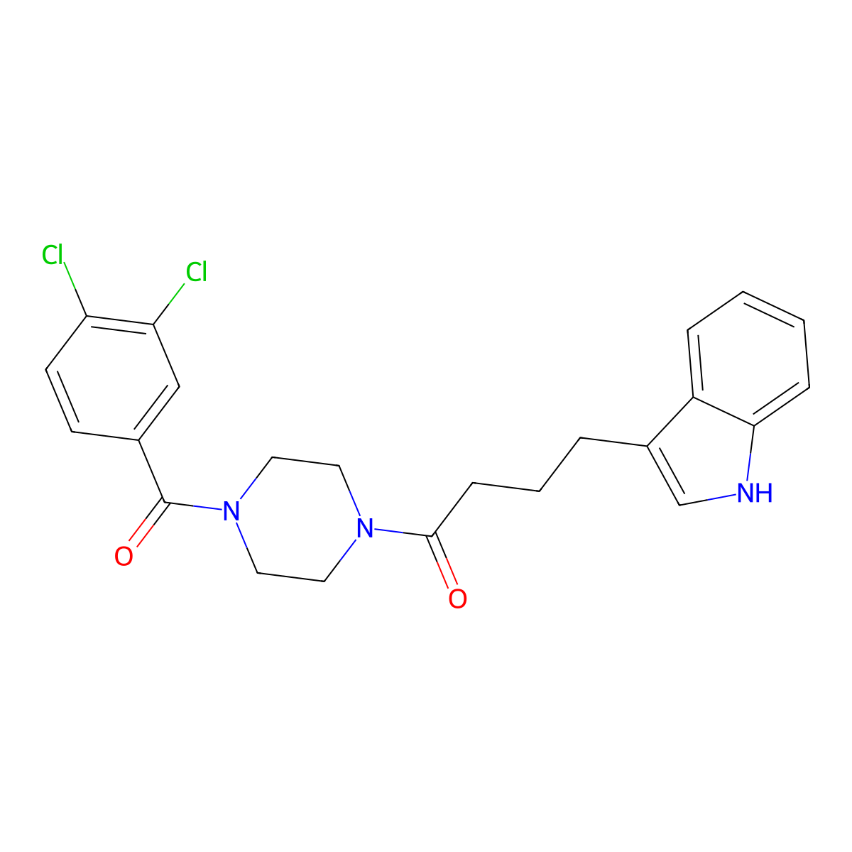 1-{4-[(3,4-dichlorophenyl)carbonyl]piperazin-1-yl}-4-(1H-indol-3-yl)butan-1-one molecular structure, CAS 1010899-86-1