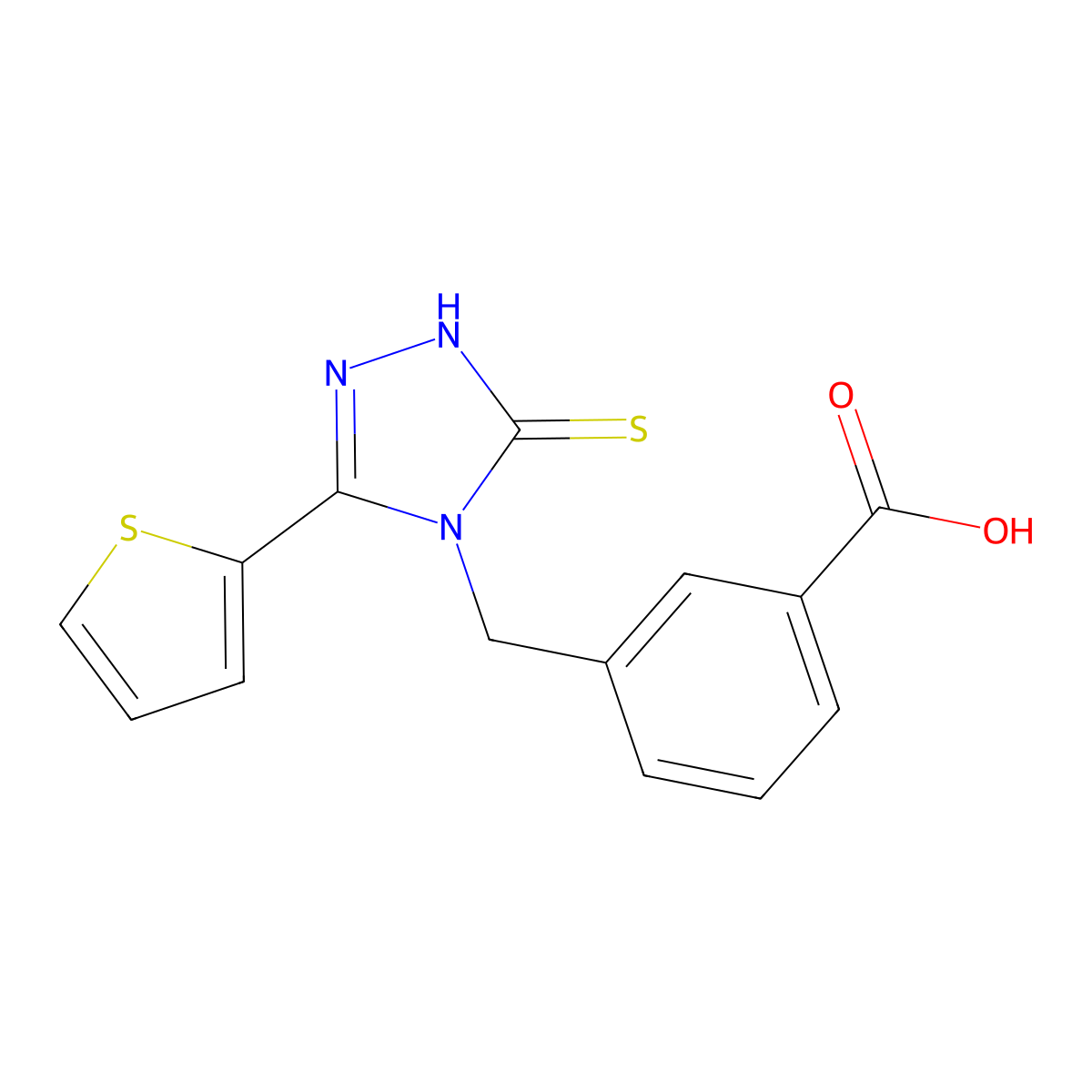 3-{[3-Sulfanyl-5-(thiophen-2-yl)-1,2,4-triazol-4-yl]methyl}benzoic acid molecular structure, CAS 1010899-90-7