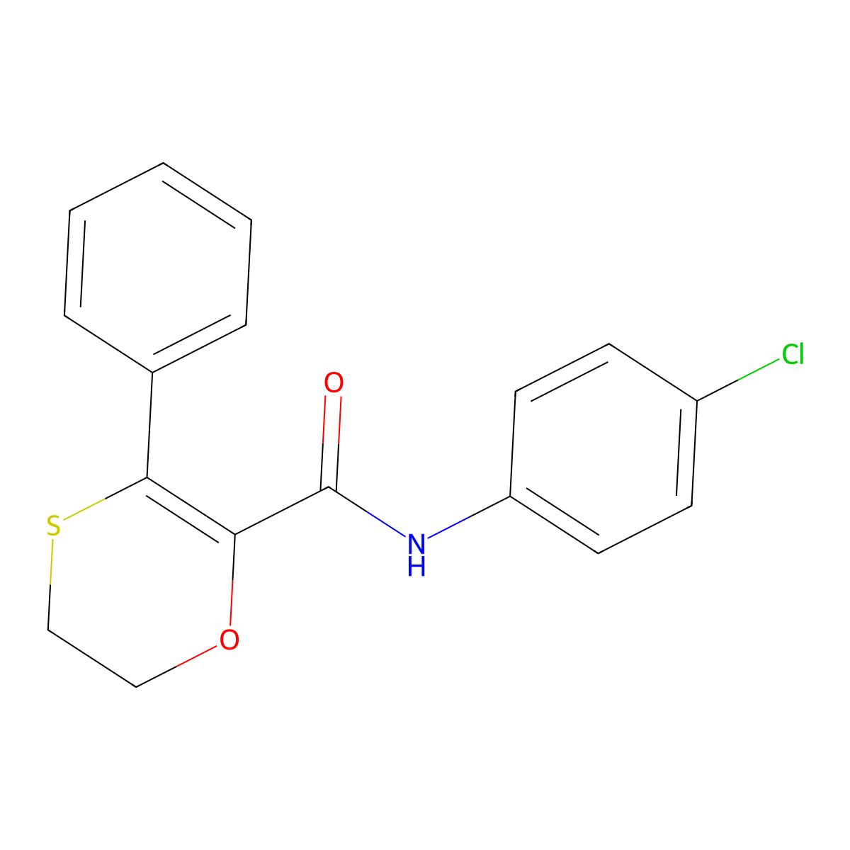 N-(4-chlorophenyl)-3-phenyl-5,6-dihydro-1,4-oxathiine-2-carboxamide molecular structure, CAS 1010899-94-1