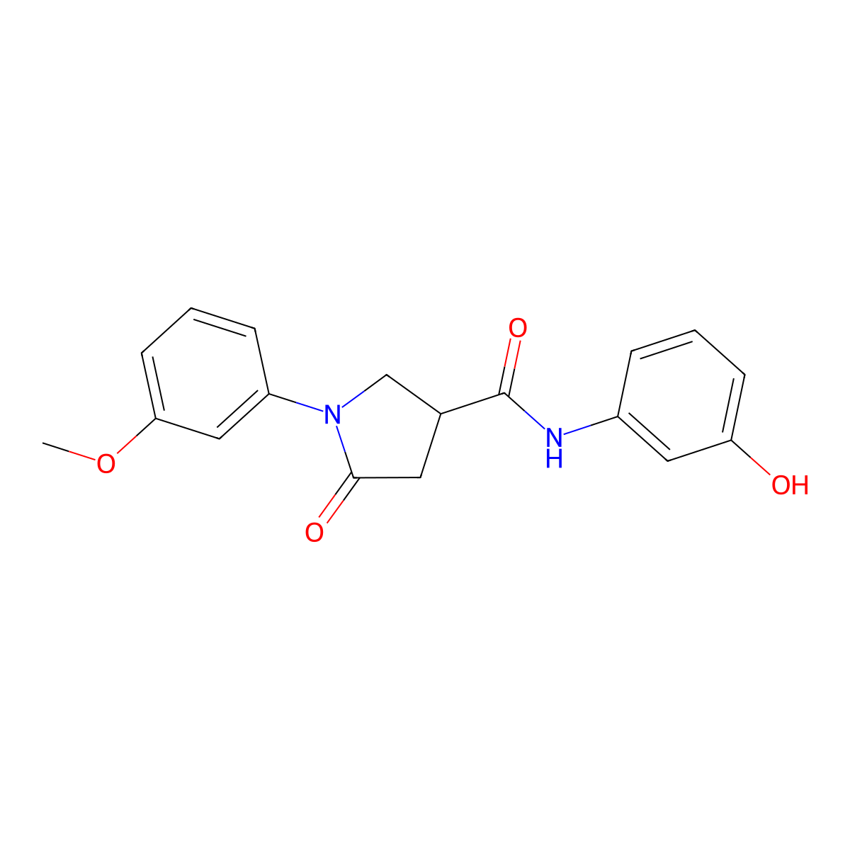 N-(3-hydroxyphenyl)-1-(3-methoxyphenyl)-5-oxopyrrolidine-3-carboxamide molecular structure, CAS 1010899-98-5