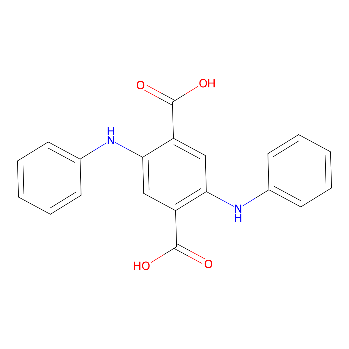 2,5-Dianilinoterephthalic acid molecular structure, CAS 10109-95-2