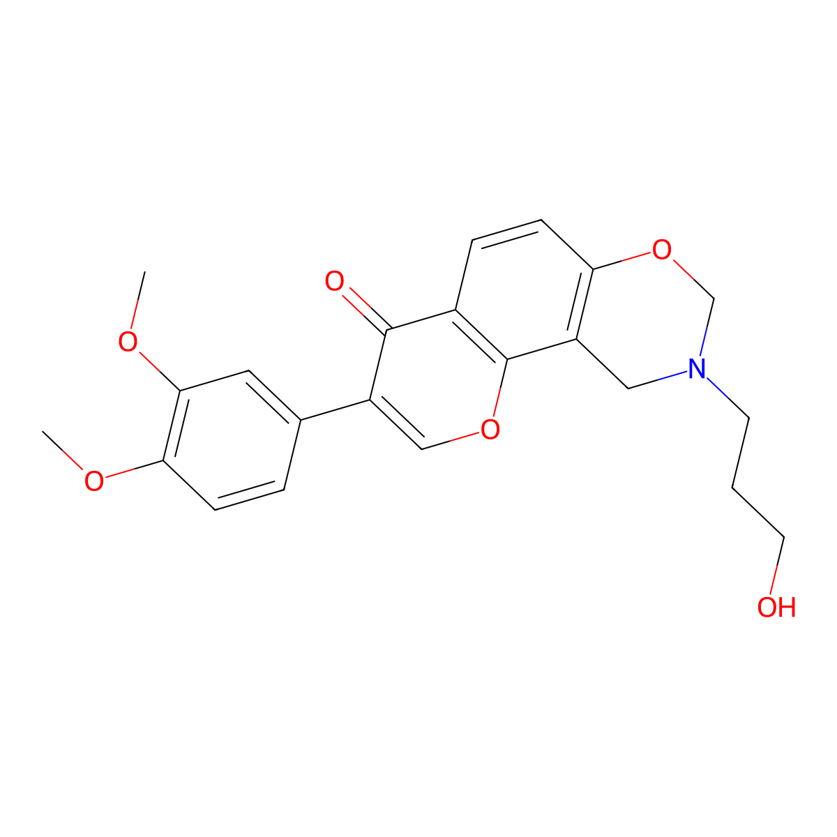 3-(3,4-dimethoxyphenyl)-9-(3-hydroxypropyl)-9,10-dihydrochromeno[8,7-e][1,3]oxazin-4(8H)-one molecular structure, CAS 1010900-13-6