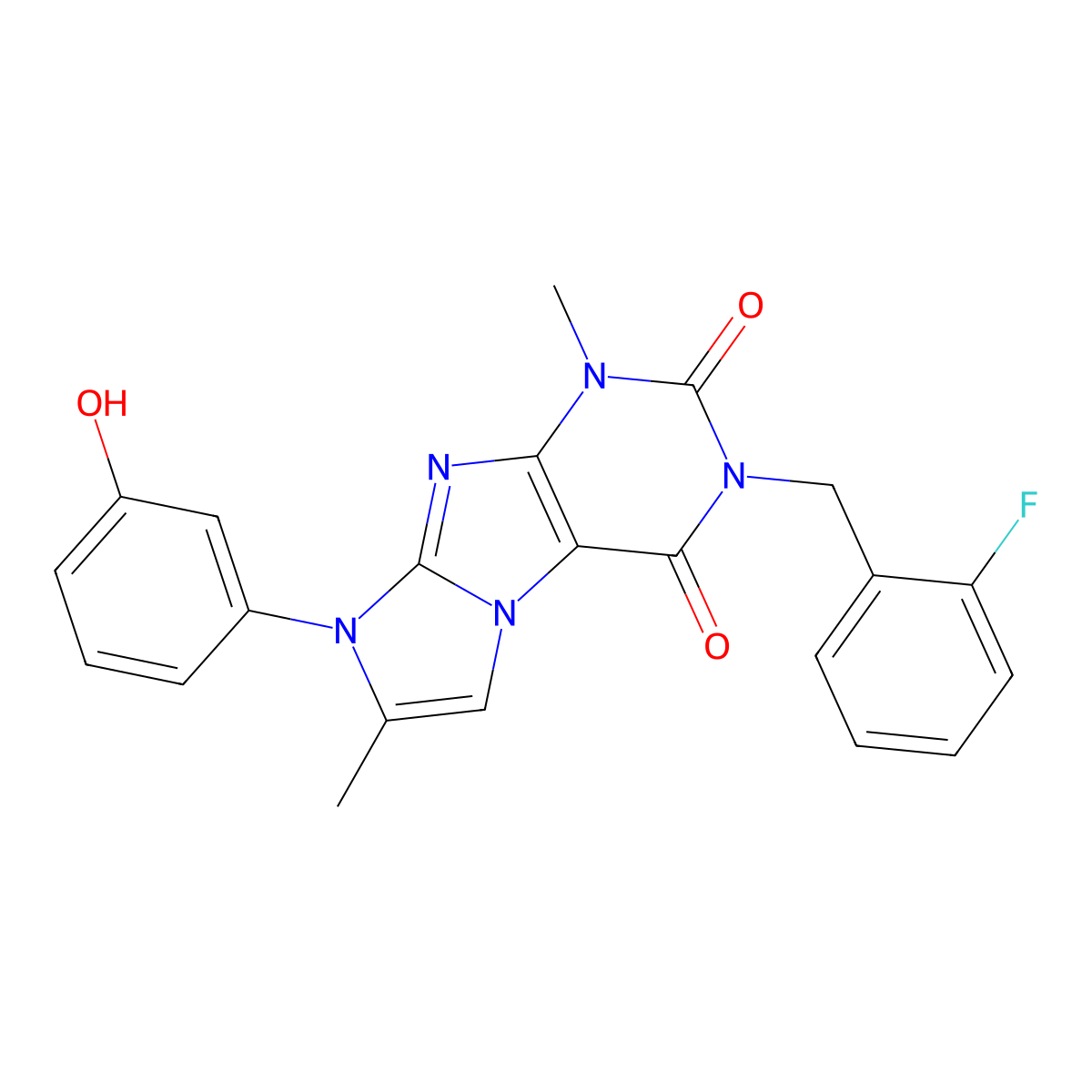 3-(2-fluorobenzyl)-8-(3-hydroxyphenyl)-1,7-dimethyl-1H-imidazo[2,1-f]purine-2,4(3H,8H)-dione molecular structure, CAS 1010900-24-9