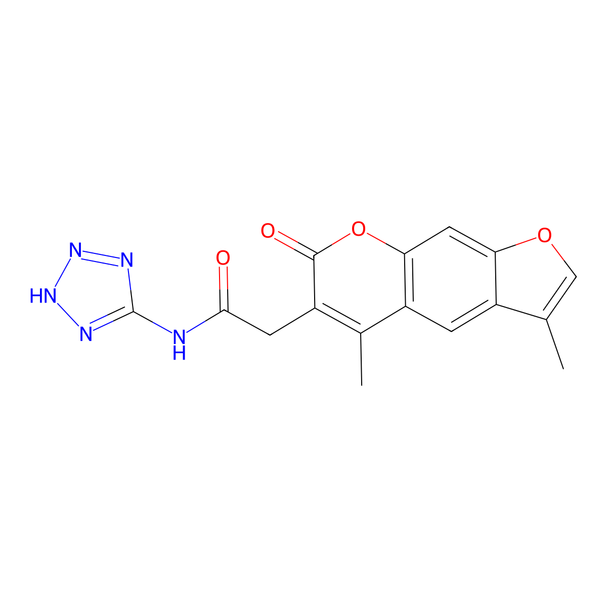 2-(3,5-dimethyl-7-oxo-7H-furo[3,2-g]chromen-6-yl)-N-(1H-tetrazol-5-yl)acetamide molecular structure, CAS 1010900-31-8