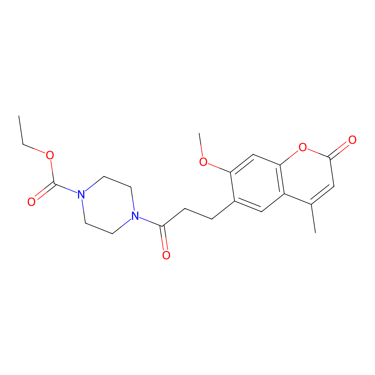 ethyl 4-(3-(7-methoxy-4-methyl-2-oxo-2H-chromen-6-yl)propanoyl)piperazine-1-carboxylate molecular structure, CAS 1010900-34-1