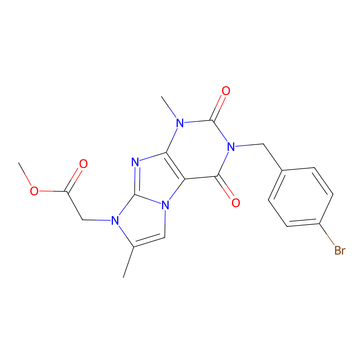 methyl 2-(3-(4-bromobenzyl)-1,7-dimethyl-2,4-dioxo-3,4-dihydro-1H-imidazo[2,1-f]purin-8(2H)-yl)acetate molecular structure, CAS 1010900-61-4