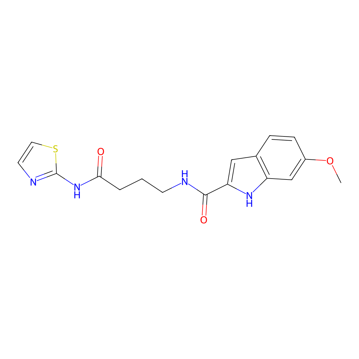 6-methoxy-N-[4-oxo-4-(1,3-thiazol-2-ylamino)butyl]-1H-indole-2-carboxamide molecular structure, CAS 1010900-69-2