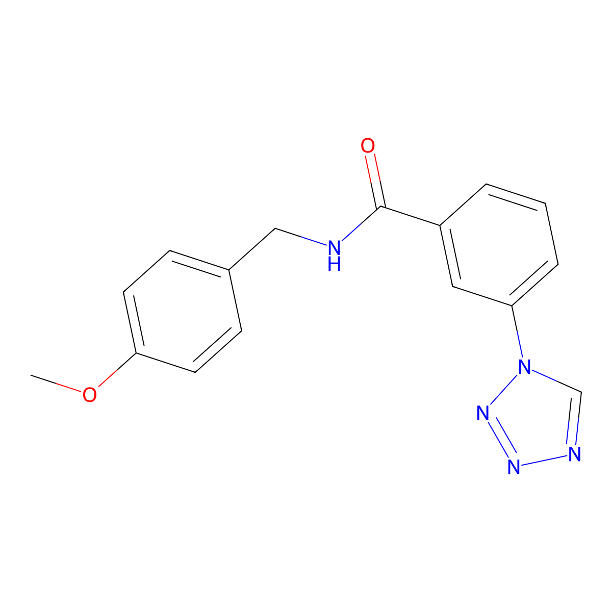 N-(4-methoxybenzyl)-3-(1H-tetrazol-1-yl)benzamide molecular structure, CAS 1010900-72-7