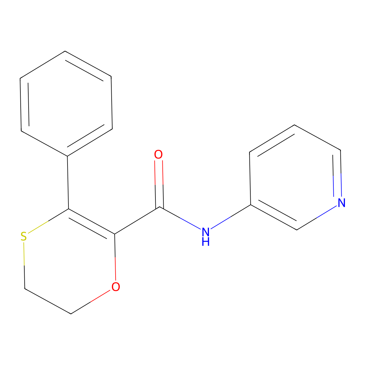 3-phenyl-N-(pyridin-3-yl)-5,6-dihydro-1,4-oxathiine-2-carboxamide molecular structure, CAS 1010900-91-0