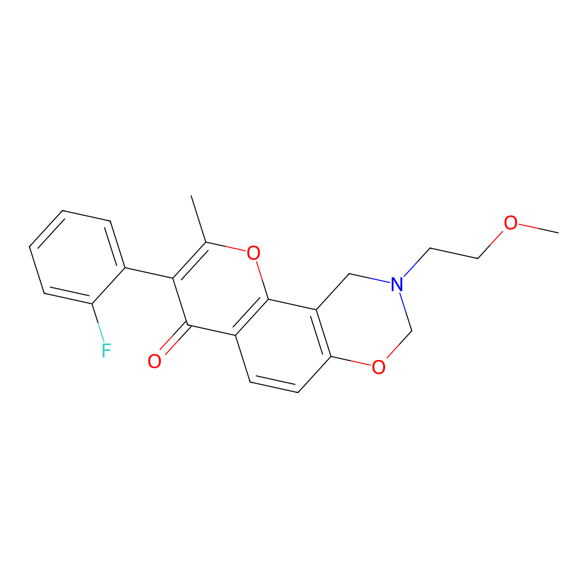 3-(2-fluorophenyl)-9-(2-methoxyethyl)-2-methyl-9,10-dihydro-4H,8H-chromeno[8,7-e][1,3]oxazin-4-one molecular structure, CAS 1010900-93-2