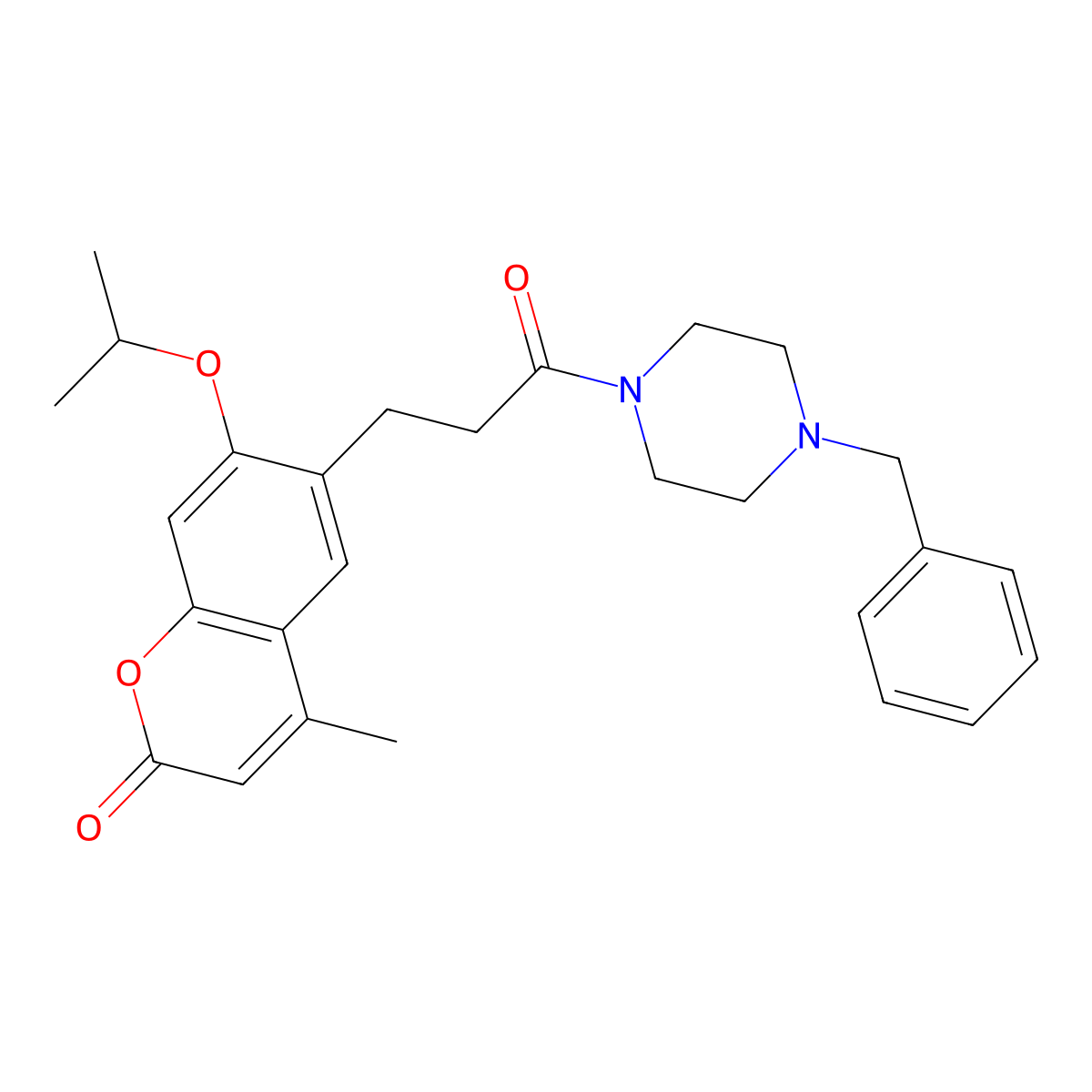 6-[3-(4-benzylpiperazin-1-yl)-3-oxopropyl]-4-methyl-7-(propan-2-yloxy)-2H-chromen-2-one molecular structure, CAS 1010901-08-2