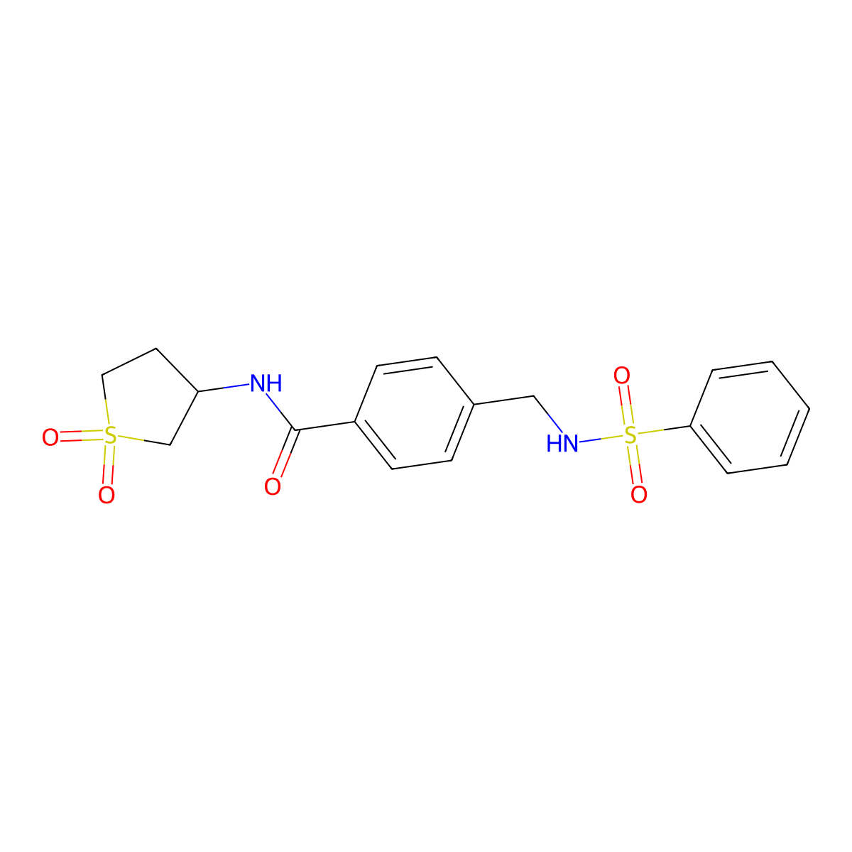 N-(1,1-dioxidotetrahydrothiophen-3-yl)-4-{[(phenylsulfonyl)amino]methyl}benzamide molecular structure, CAS 1010901-14-0