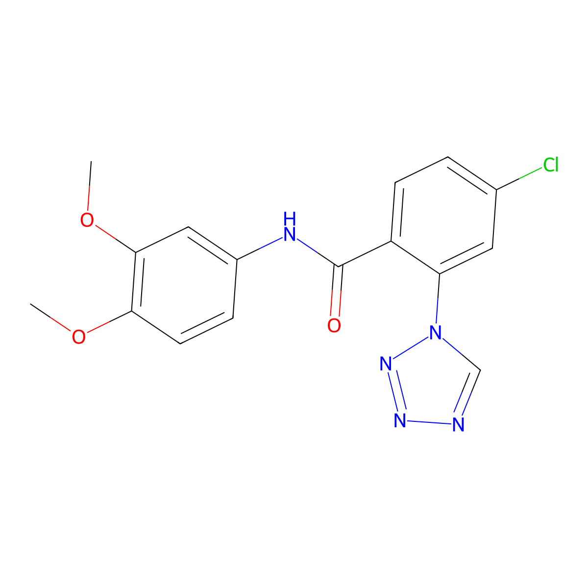 4-chloro-N-(3,4-dimethoxyphenyl)-2-(1H-tetrazol-1-yl)benzamide molecular structure, CAS 1010901-18-4