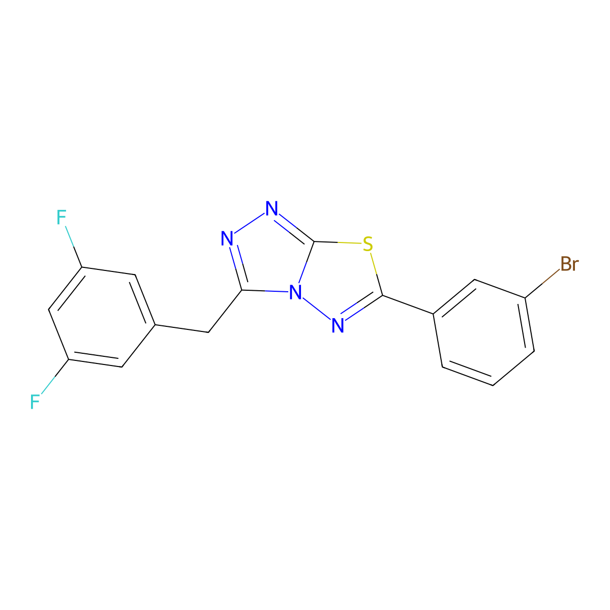 6-(3-Bromophenyl)-3-(3,5-difluorobenzyl)[1,2,4]triazolo[3,4-b][1,3,4]thiadiazole molecular structure, CAS 1010901-19-5