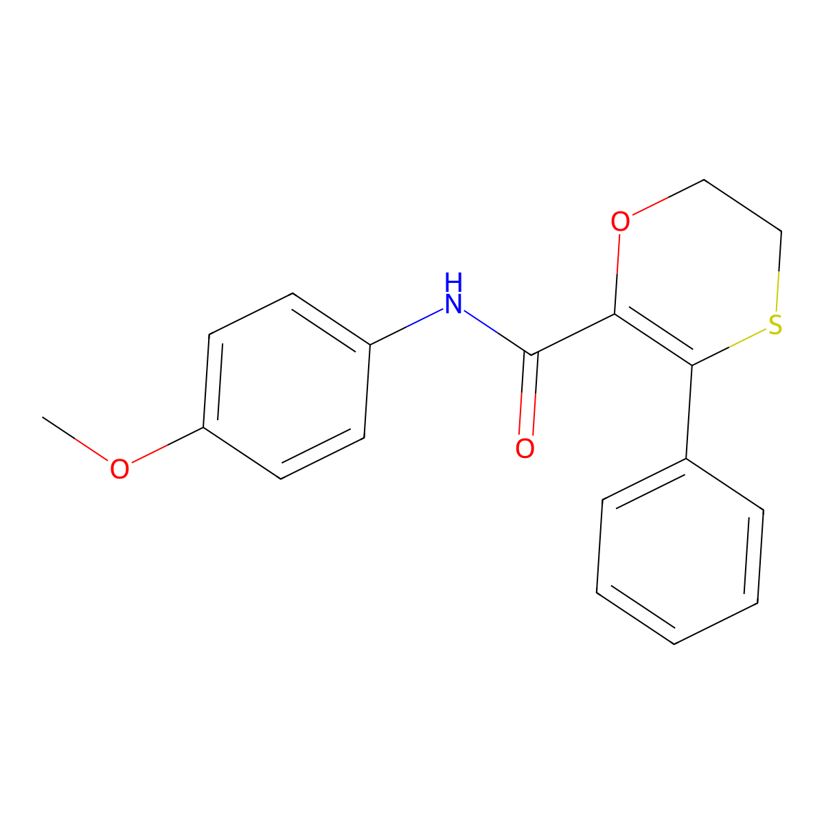 N-(4-methoxyphenyl)-3-phenyl-5,6-dihydro-1,4-oxathiine-2-carboxamide molecular structure, CAS 1010901-21-9