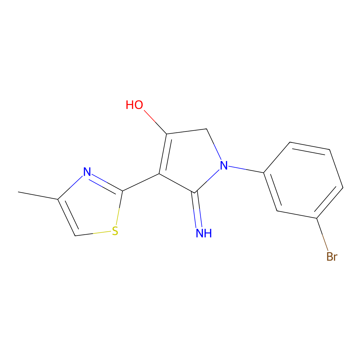 5-amino-1-(3-bromophenyl)-4-(4-methyl-1,3-thiazol-2-yl)-1,2-dihydro-3H-pyrrol-3-one molecular structure, CAS 1010901-37-7