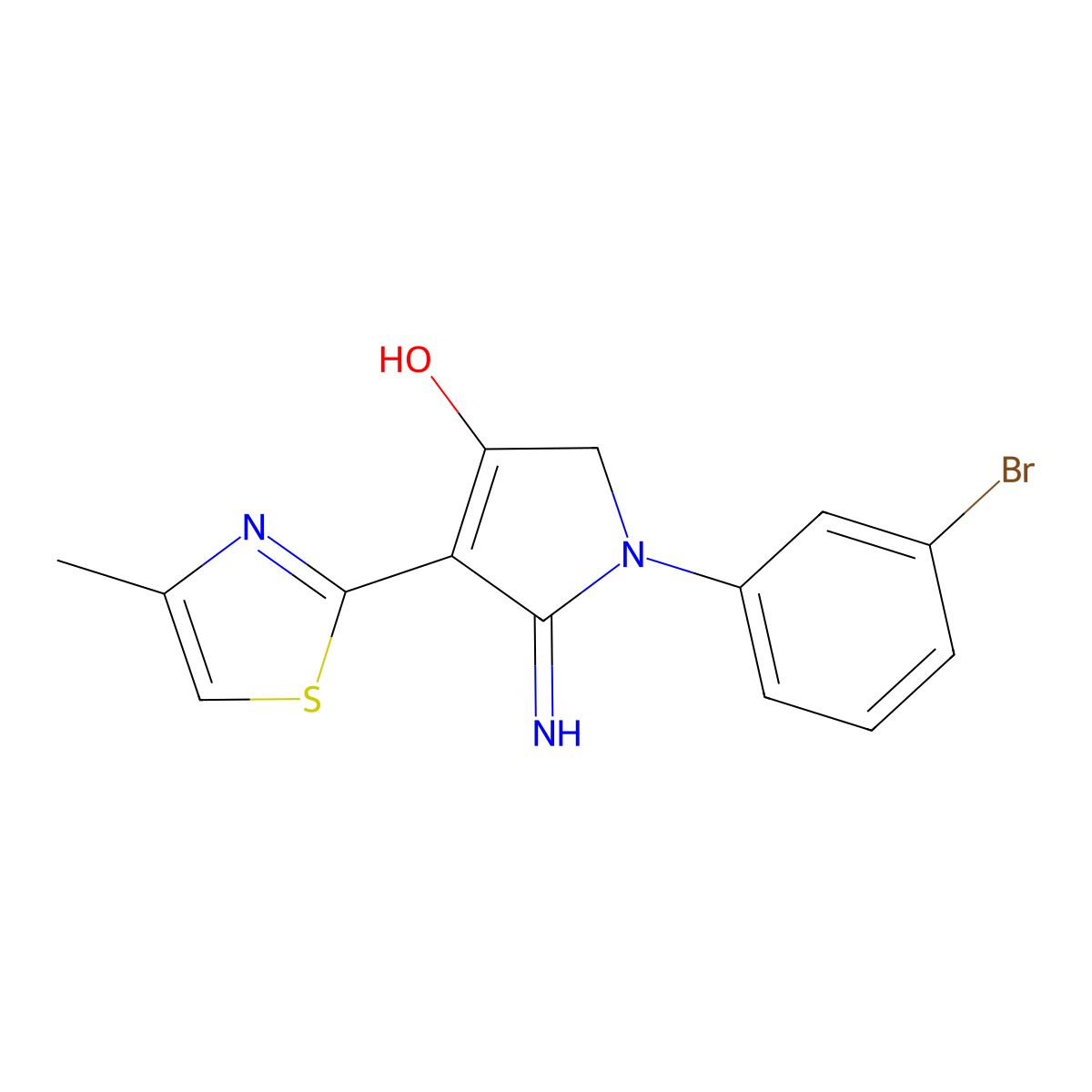 5-amino-1-(3-bromophenyl)-4-(4-methyl-1,3-thiazol-2-yl)-1,2-dihydro-3H-pyrrol-3-one molecular structure, CAS 1010901-37-7