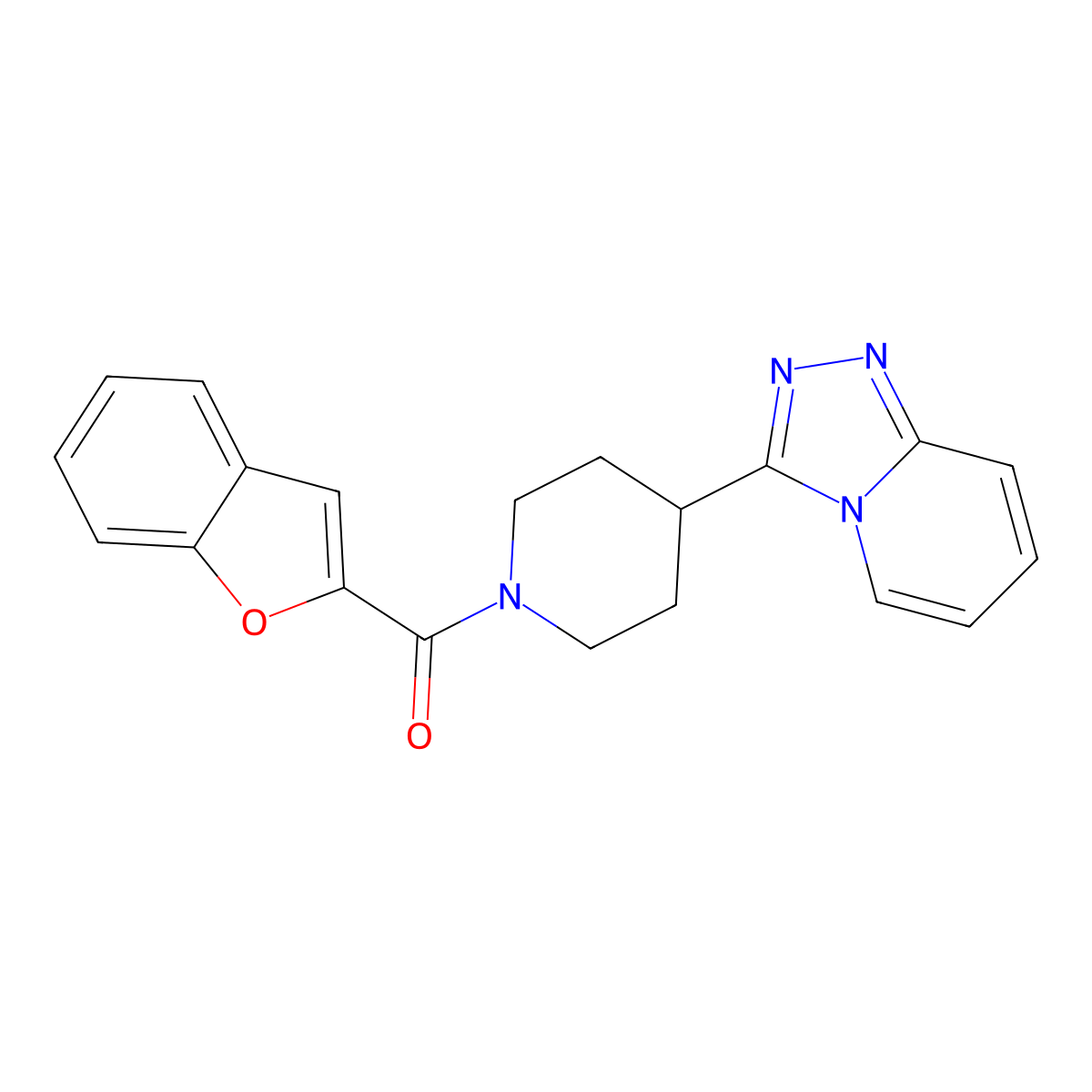 1-Benzofuran-2-yl[4-([1,2,4]triazolo[4,3-a]pyridin-3-yl)piperidin-1-yl]methanone molecular structure, CAS 1010901-40-2