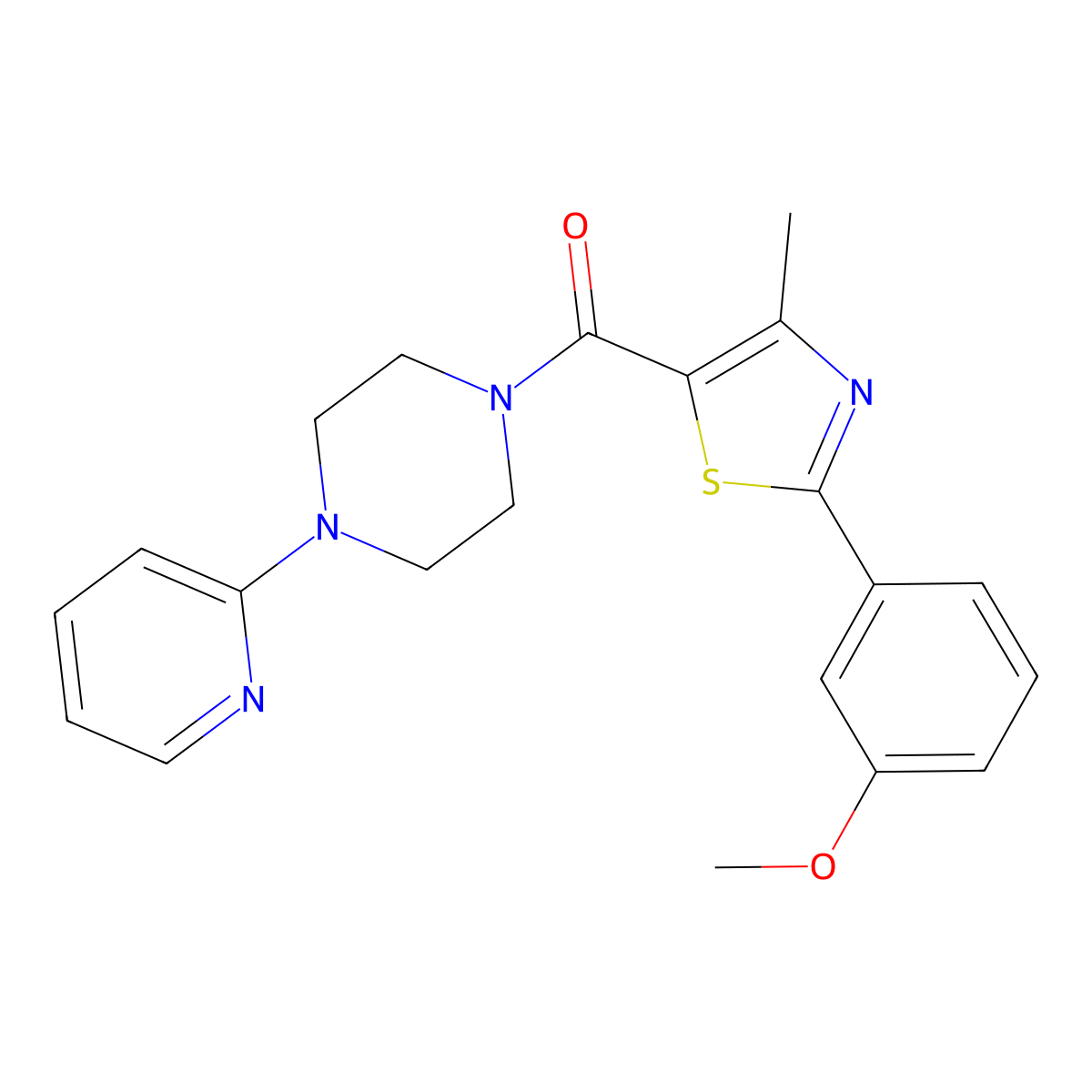 [2-(3-Methoxyphenyl)-4-methyl-1,3-thiazol-5-yl][4-(pyridin-2-yl)piperazin-1-yl]methanone molecular structure, CAS 1010901-46-8