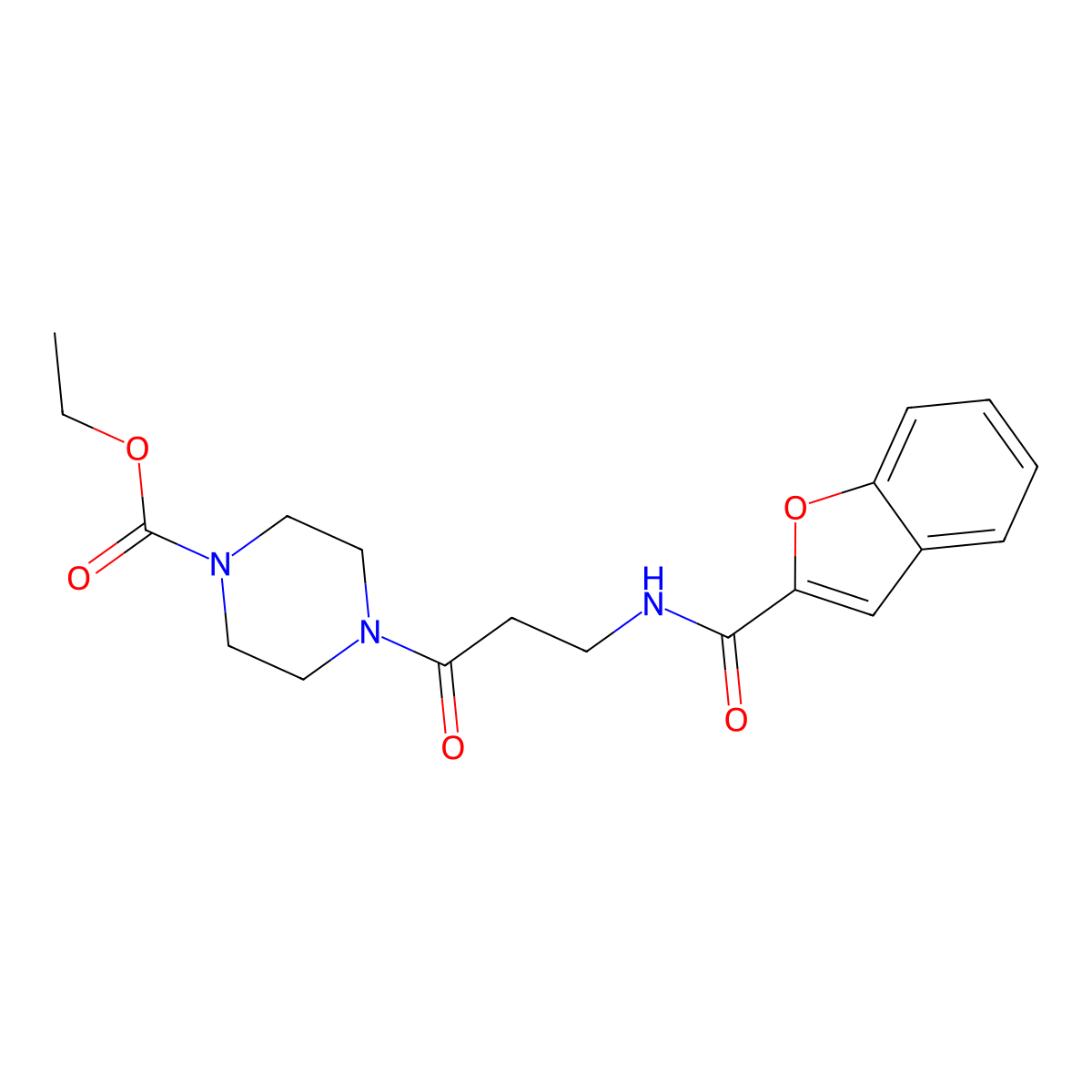 ethyl 4-[N-(1-benzofuran-2-ylcarbonyl)-beta-alanyl]piperazine-1-carboxylate molecular structure, CAS 1010901-51-5