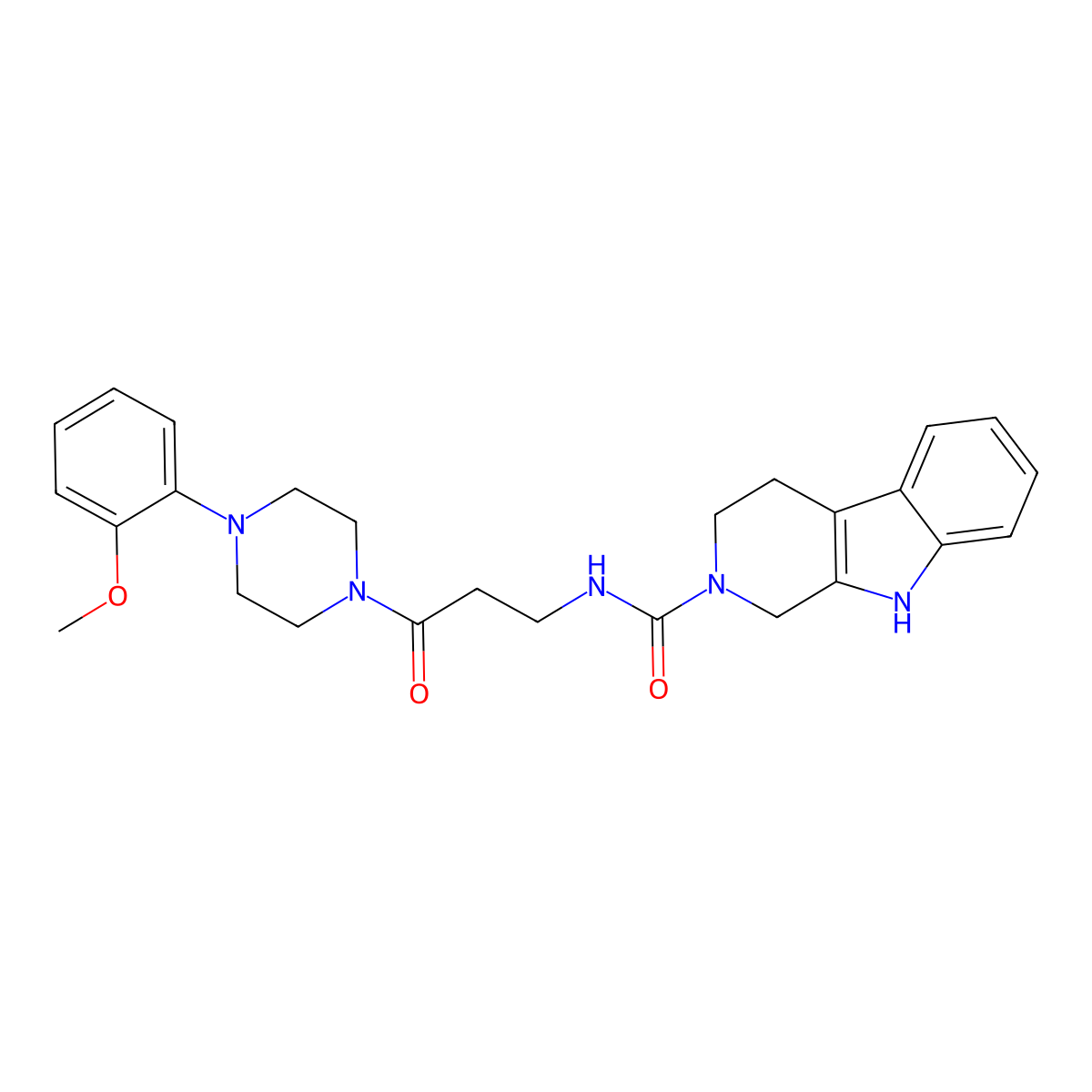 N-{3-[4-(2-methoxyphenyl)piperazin-1-yl]-3-oxopropyl}-1,3,4,9-tetrahydro-2H-beta-carboline-2-carboxamide molecular structure, CAS 1010901-75-3