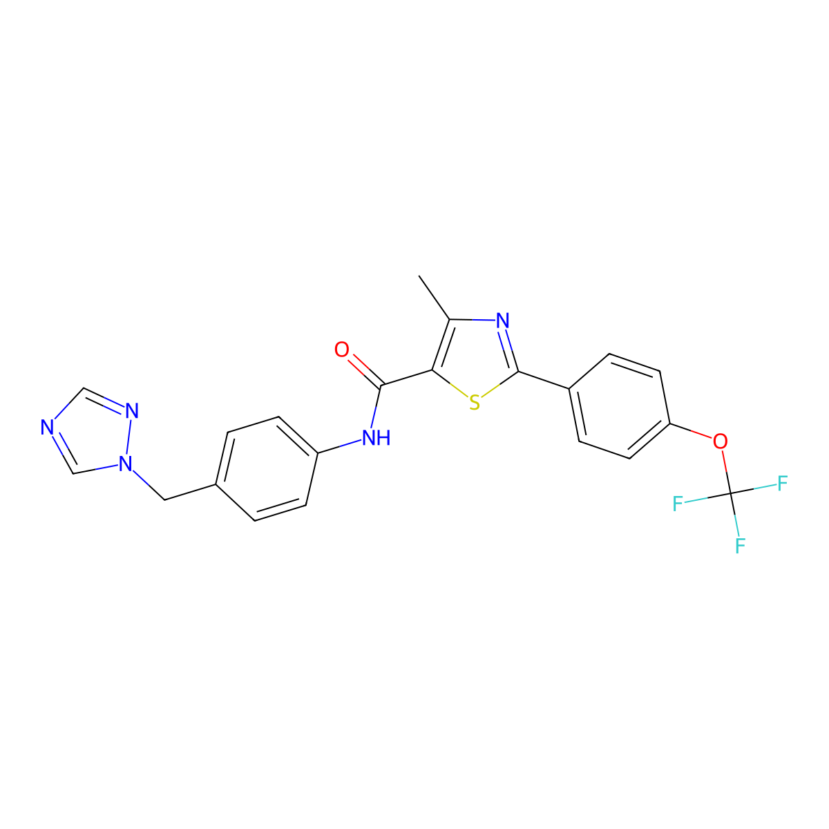 4-methyl-N-[4-(1H-1,2,4-triazol-1-ylmethyl)phenyl]-2-[4-(trifluoromethoxy)phenyl]-1,3-thiazole-5-carboxamide molecular structure, CAS 1010902-01-8