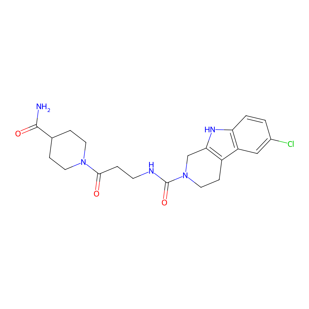 N-[3-(4-carbamoylpiperidin-1-yl)-3-oxopropyl]-6-chloro-1,3,4,9-tetrahydro-2H-beta-carboline-2-carboxamide molecular structure, CAS 1010902-07-4