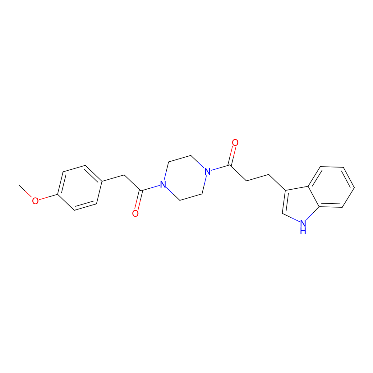 3-(1H-indol-3-yl)-1-{4-[(4-methoxyphenyl)acetyl]piperazin-1-yl}propan-1-one molecular structure, CAS 1010902-09-6