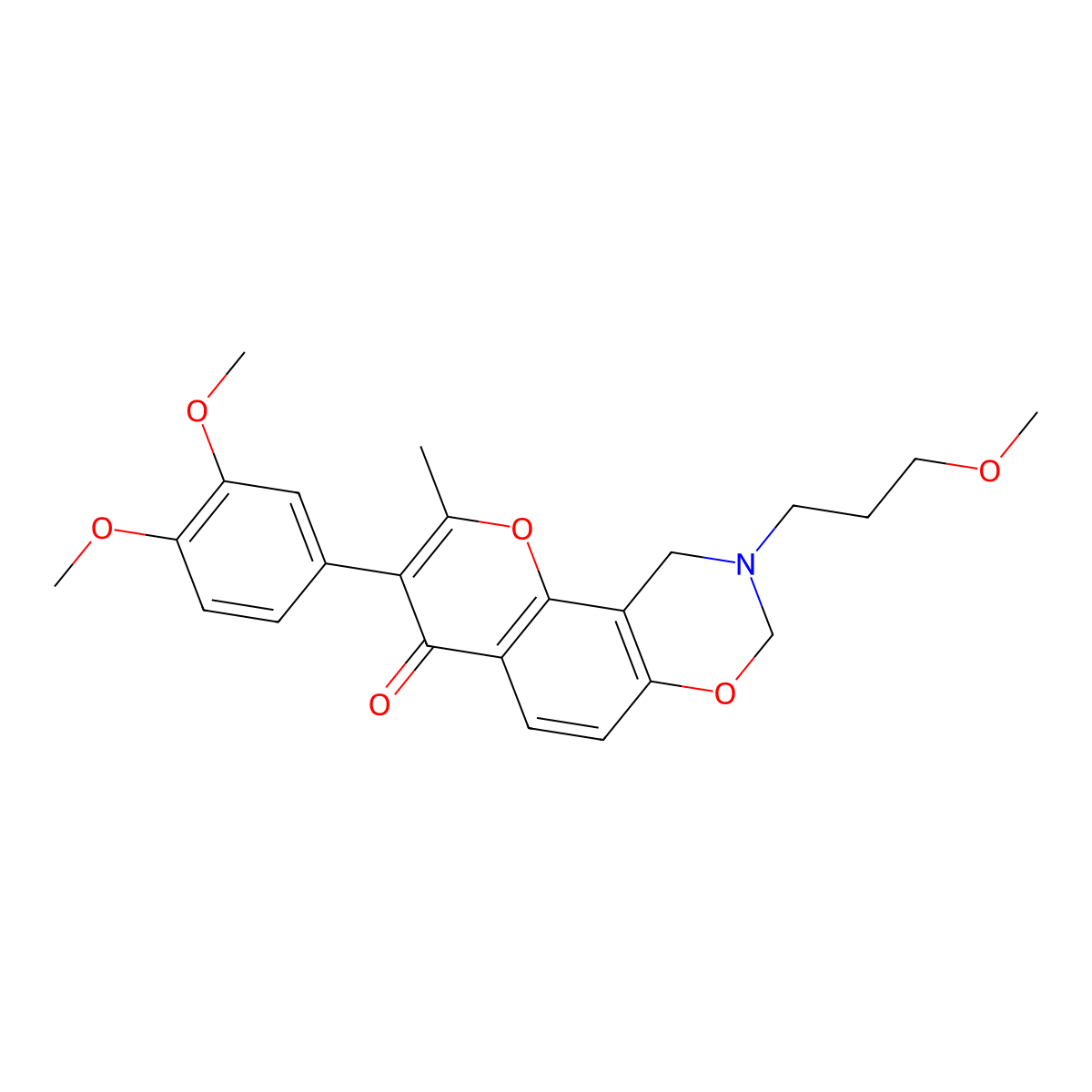3-(3,4-dimethoxyphenyl)-9-(3-methoxypropyl)-2-methyl-9,10-dihydrochromeno[8,7-e][1,3]oxazin-4(8H)-one molecular structure, CAS 1010902-18-7