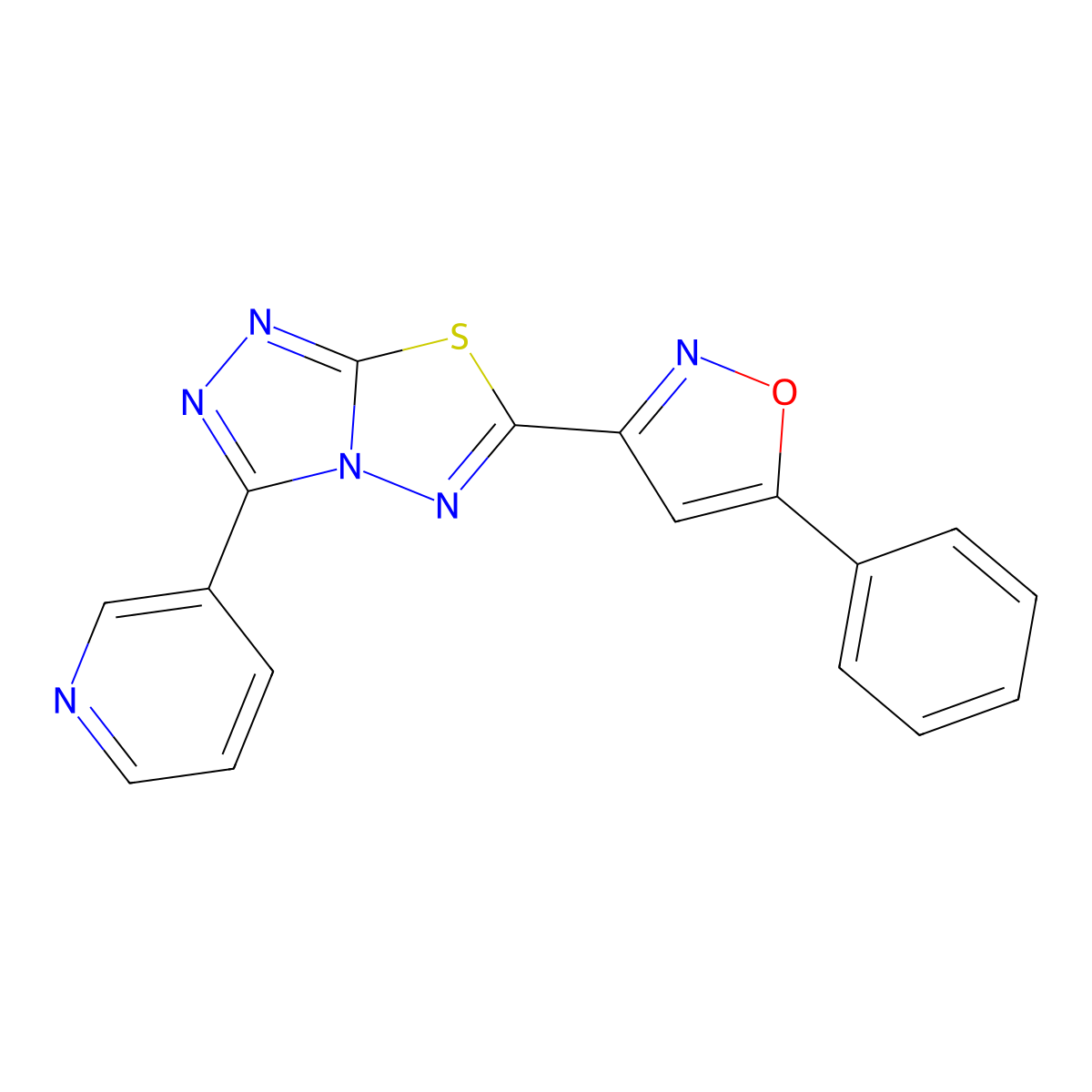 3-[6-(5-Phenyl-1,2-oxazol-3-yl)-[1,2,4]triazolo[3,4-b][1,3,4]thiadiazol-3-yl]pyridine molecular structure, CAS 1010902-24-5