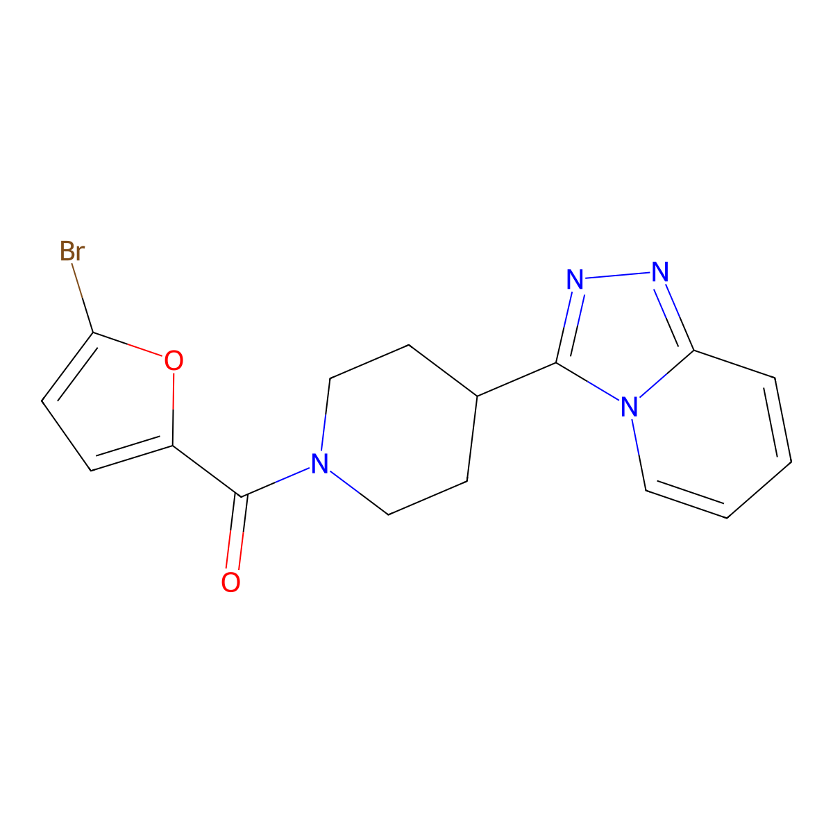 (5-Bromofuran-2-yl)[4-([1,2,4]triazolo[4,3-a]pyridin-3-yl)piperidin-1-yl]methanone molecular structure, CAS 1010902-25-6