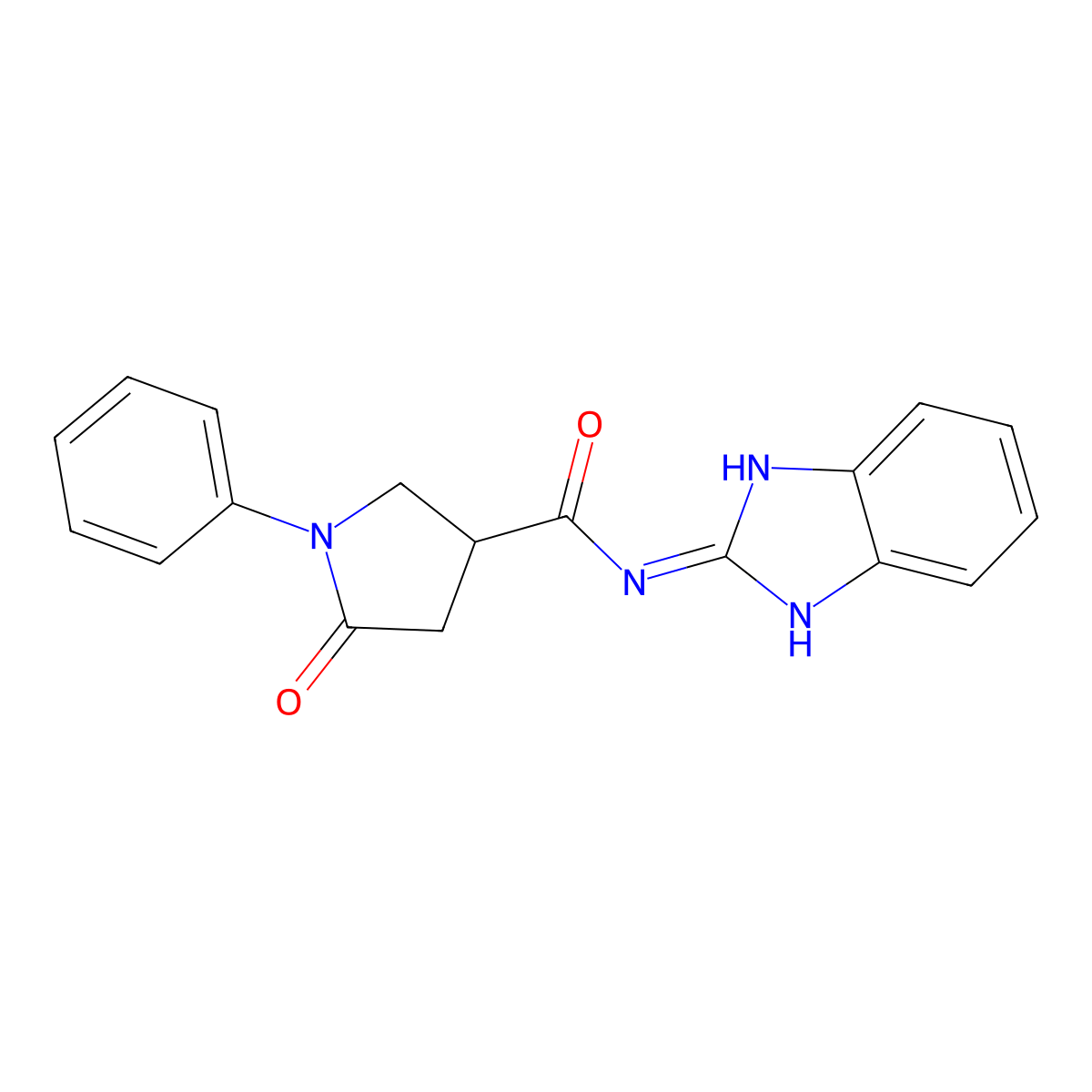 N-(1,3-dihydro-2H-benzimidazol-2-ylidene)-5-oxo-1-phenylpyrrolidine-3-carboxamide molecular structure, CAS 1010902-38-1
