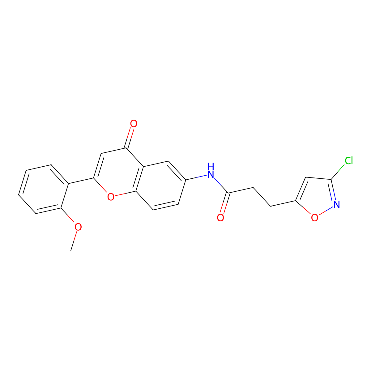 3-(3-chloro-1,2-oxazol-5-yl)-N-[2-(2-methoxyphenyl)-4-oxo-4H-chromen-6-yl]propanamide molecular structure, CAS 1010902-51-8
