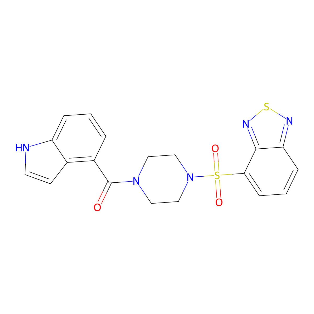 [4-(2,1,3-benzothiadiazol-4-ylsulfonyl)piperazin-1-yl](1H-indol-4-yl)methanone molecular structure, CAS 1010902-53-0