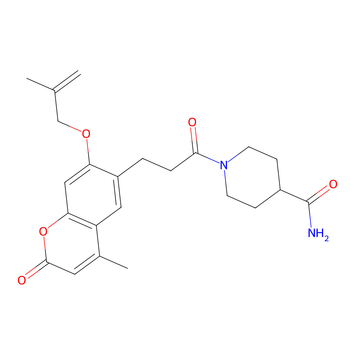 1-(3-{4-methyl-7-[(2-methylprop-2-en-1-yl)oxy]-2-oxo-2H-chromen-6-yl}propanoyl)piperidine-4-carboxamide molecular structure, CAS 1010902-57-4
