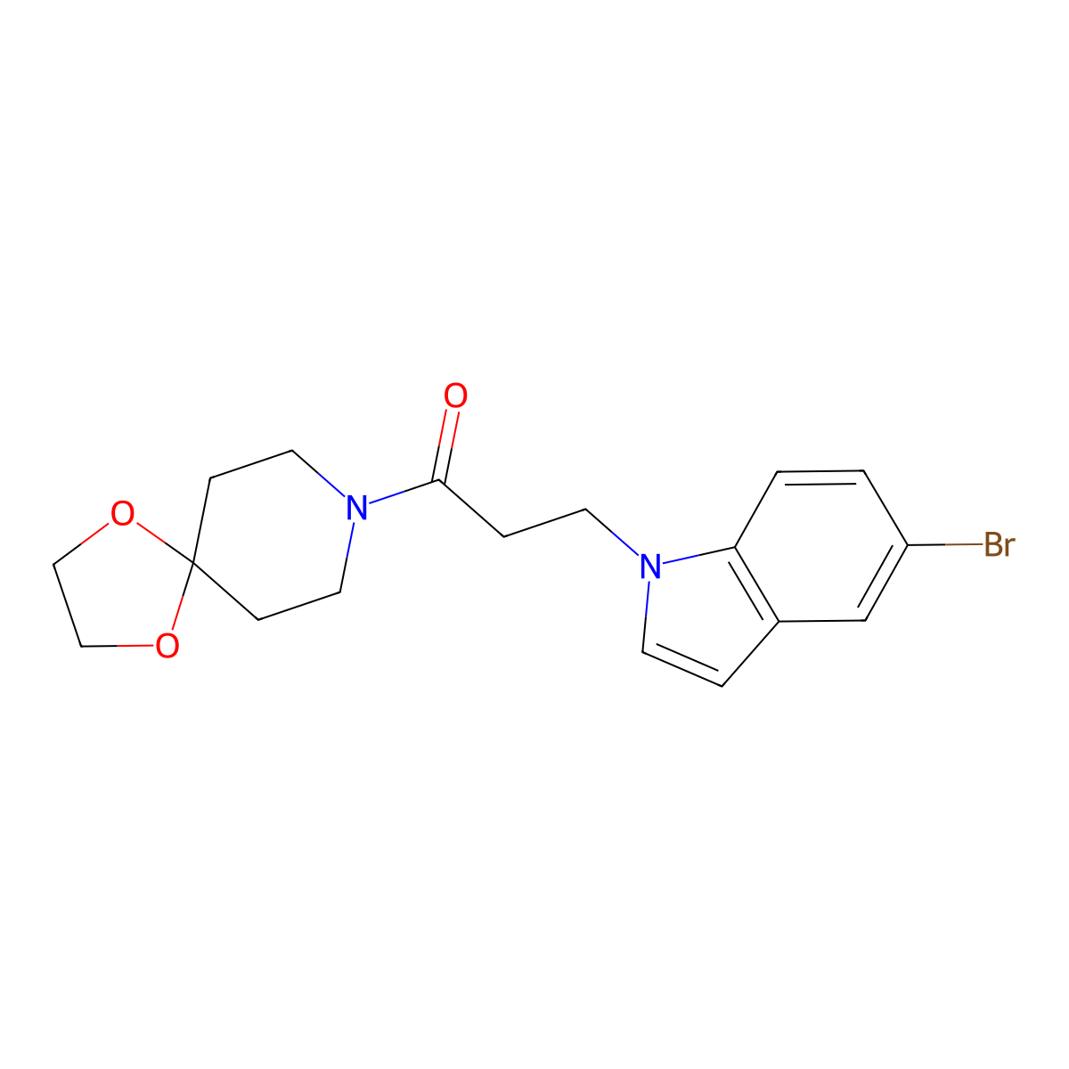 3-(5-bromo-1H-indol-1-yl)-1-(1,4-dioxa-8-azaspiro[4.5]dec-8-yl)propan-1-one molecular structure, CAS 1010902-65-4