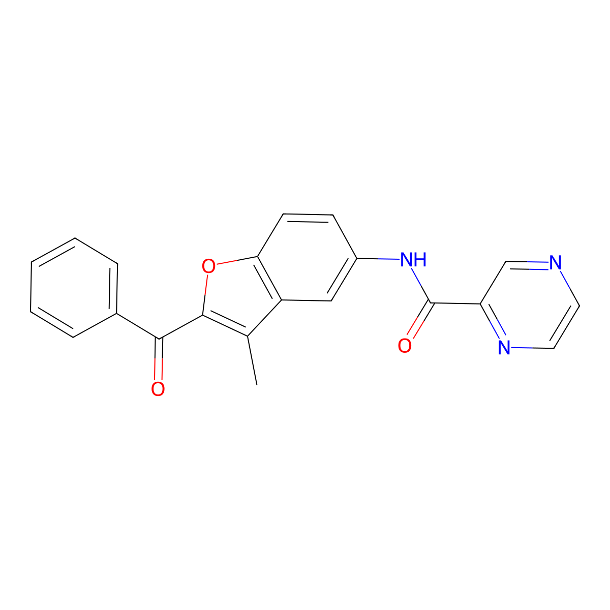 N~2~-(2-benzoyl-3-methyl-1-benzofuran-5-yl)-2-pyrazinecarboxamide molecular structure, CAS 1010902-83-6