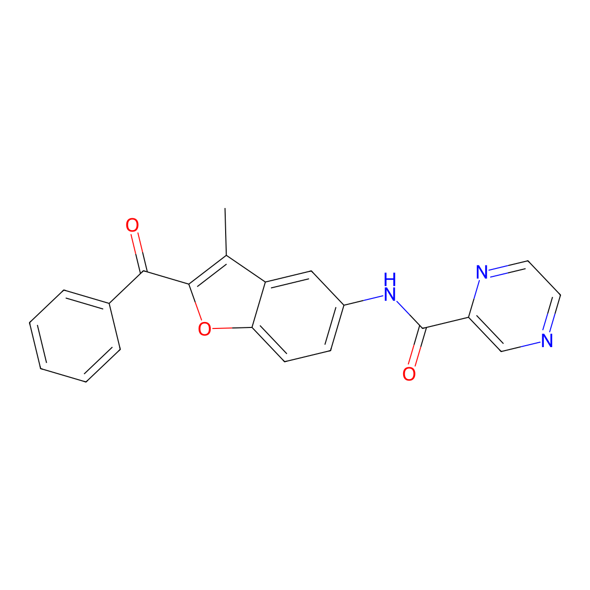 N~2~-(2-benzoyl-3-methyl-1-benzofuran-5-yl)-2-pyrazinecarboxamide molecular structure, CAS 1010902-83-6