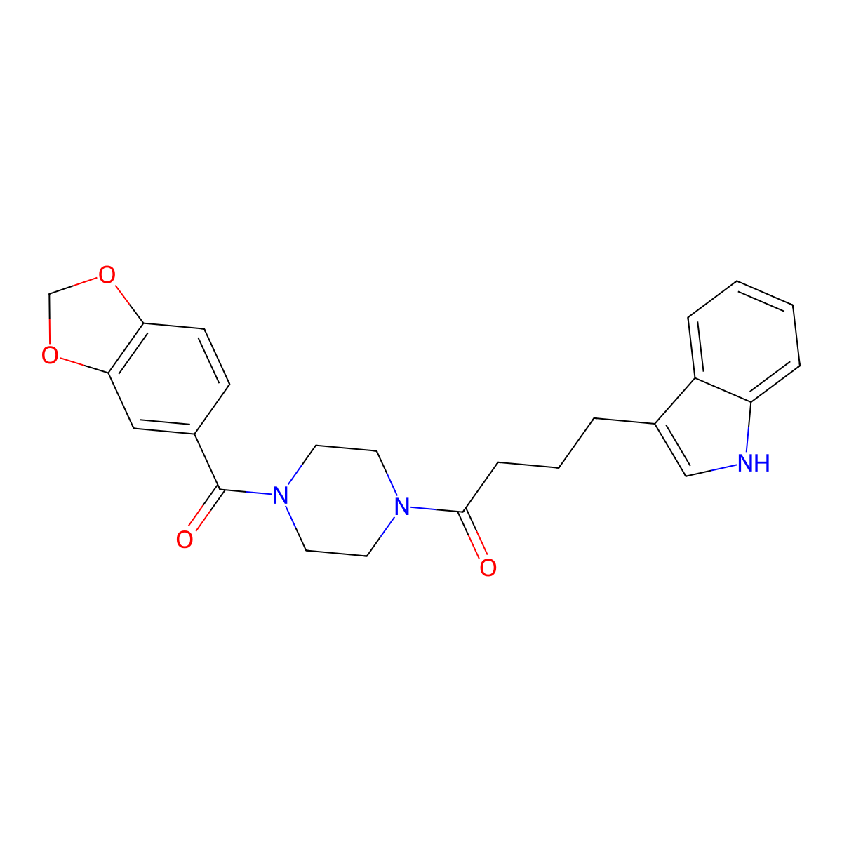 1-[4-(1,3-benzodioxol-5-ylcarbonyl)piperazin-1-yl]-4-(1H-indol-3-yl)butan-1-one molecular structure, CAS 1010902-85-8