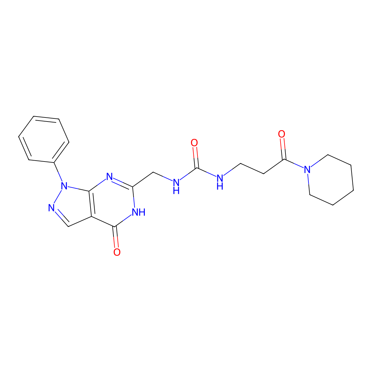 1-[(4-hydroxy-1-phenyl-1H-pyrazolo[3,4-d]pyrimidin-6-yl)methyl]-3-[3-oxo-3-(piperidin-1-yl)propyl]urea molecular structure, CAS 1010902-93-8