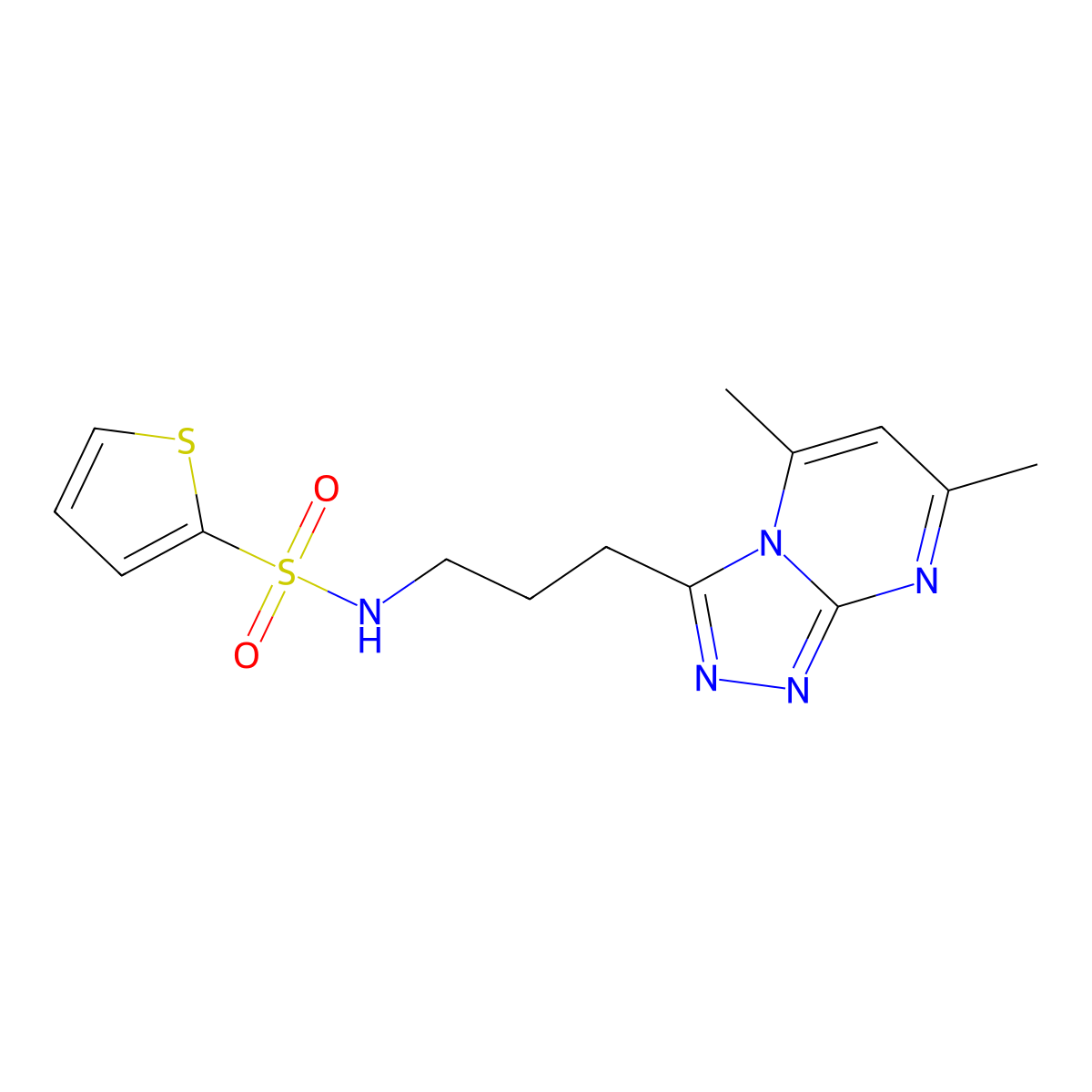 N-[3-(5,7-dimethyl[1,2,4]triazolo[4,3-a]pyrimidin-3-yl)propyl]thiophene-2-sulfonamide molecular structure, CAS 1010902-94-9