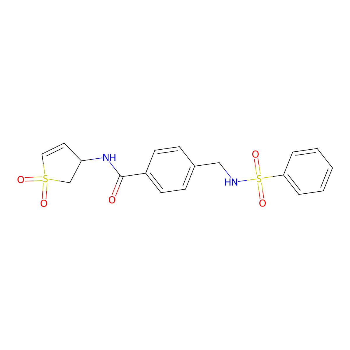 N-(1,1-dioxido-2,3-dihydrothiophen-3-yl)-4-{[(phenylsulfonyl)amino]methyl}benzamide molecular structure, CAS 1010902-96-1