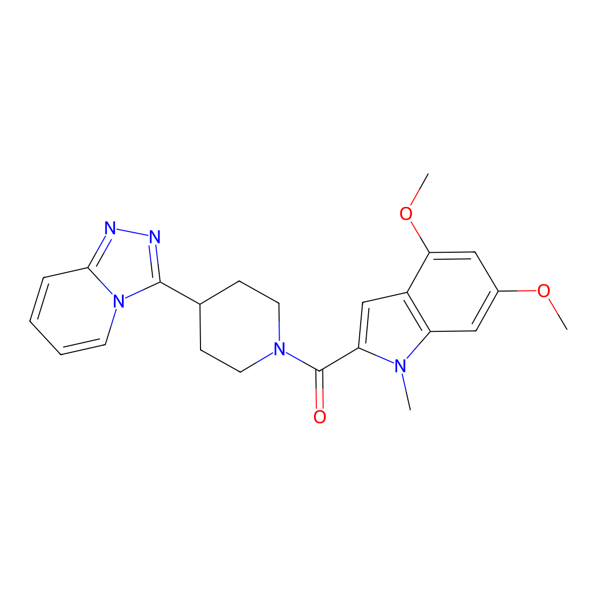 (4,6-dimethoxy-1-methyl-1H-indol-2-yl)[4-([1,2,4]triazolo[4,3-a]pyridin-3-yl)piperidin-1-yl]methanone molecular structure, CAS 1010903-04-4