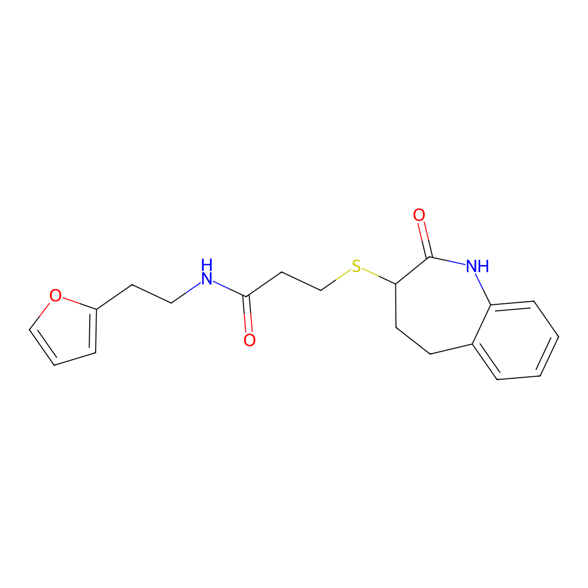 N-[2-(furan-2-yl)ethyl]-3-[(2-hydroxy-4,5-dihydro-3H-1-benzazepin-3-yl)sulfanyl]propanamide molecular structure, CAS 1010903-05-5
